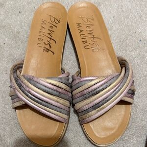 Blowfish Malibu Women's Multistrap Slide Sandals - Pink, Gray, Tan